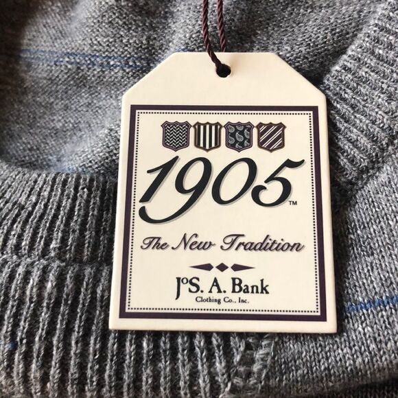 JOS A Bank Grey And Blue Striped Mens Long Sleeve Sweater - Picture 4 of 8